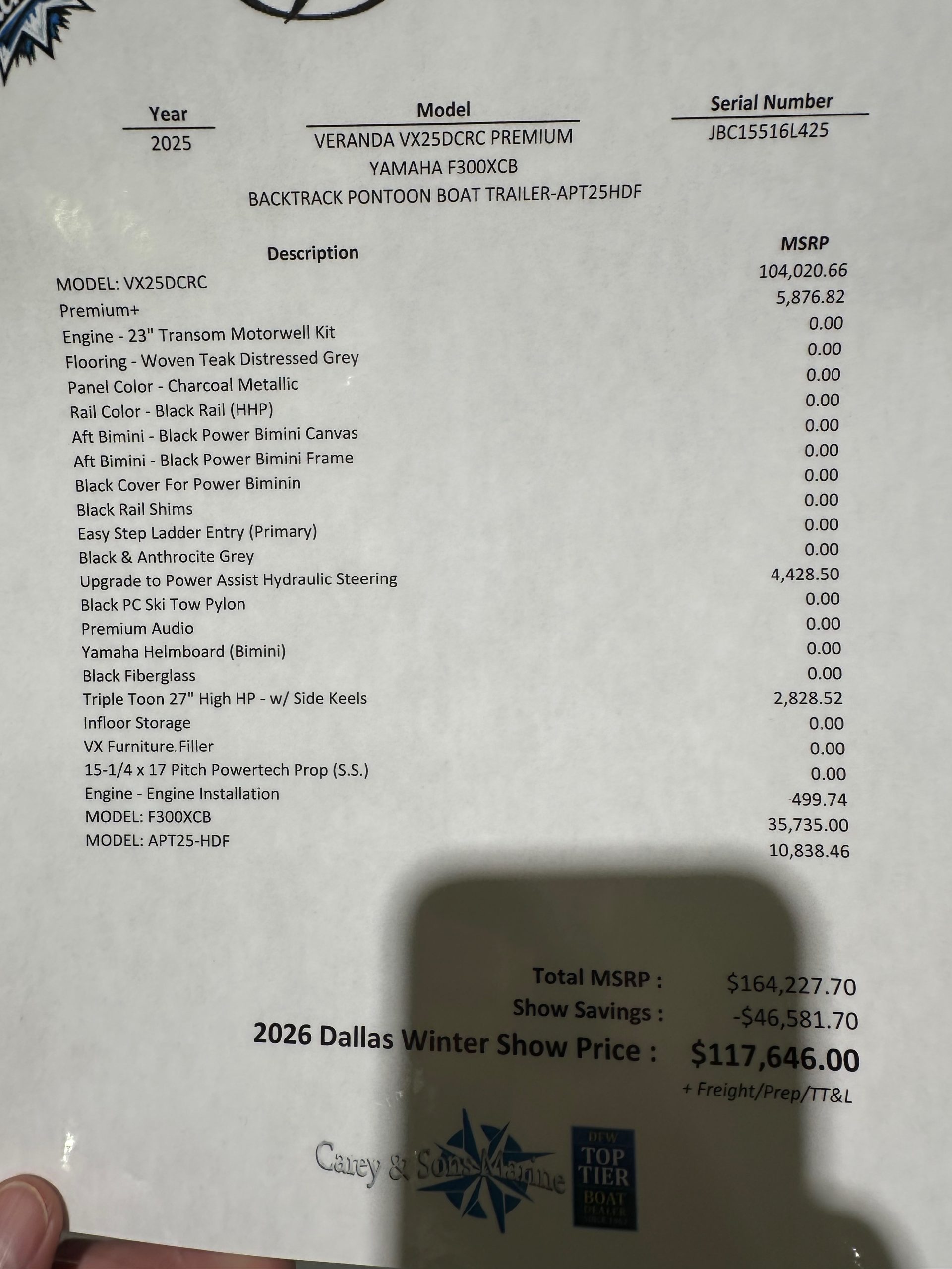 2025 Veranda VX25DCRC Luxury Tri-Toon