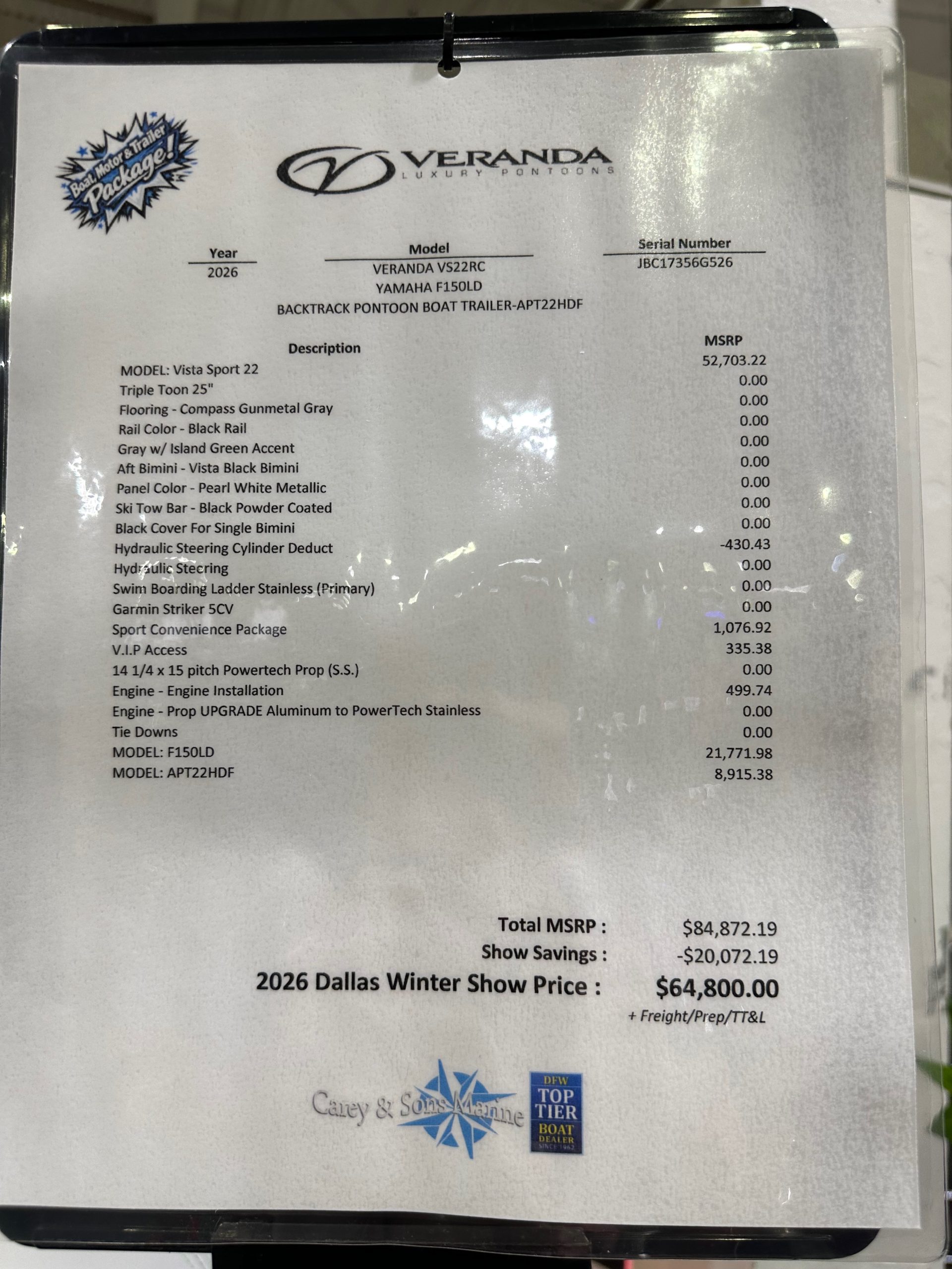 2026 Veranda VS22RC Tri-Toon