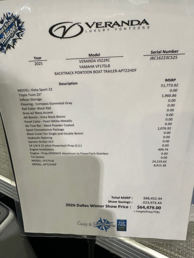 2026 Veranda VS22RC Tri-Toon