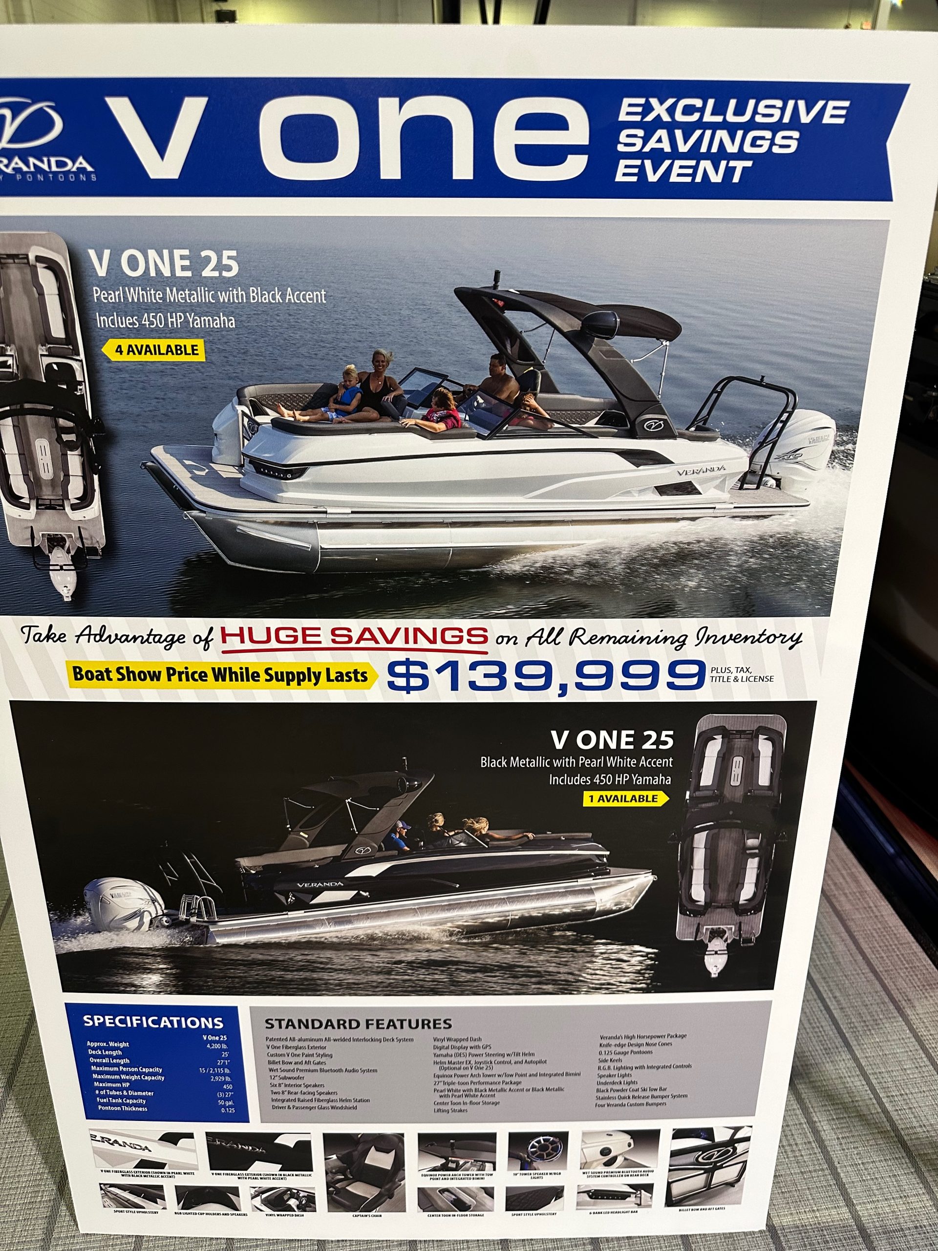 New Veranda V One 25 Pontoon (Pearl White)