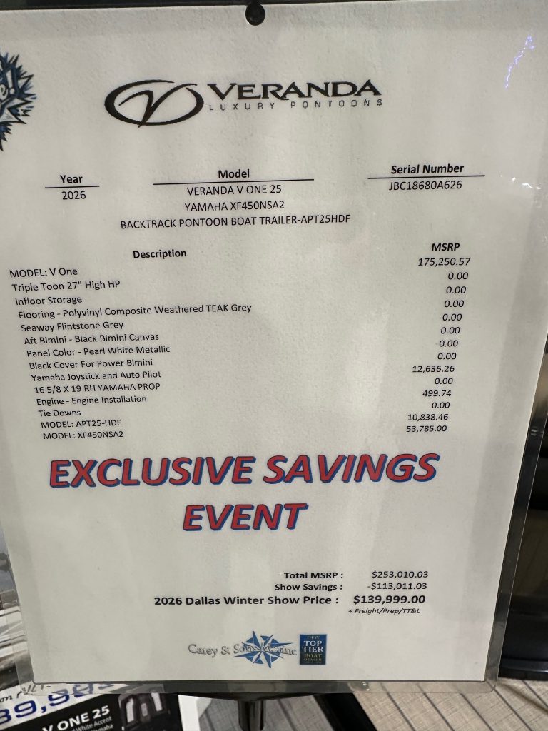 New Veranda V One 25 Pontoon (Pearl White)