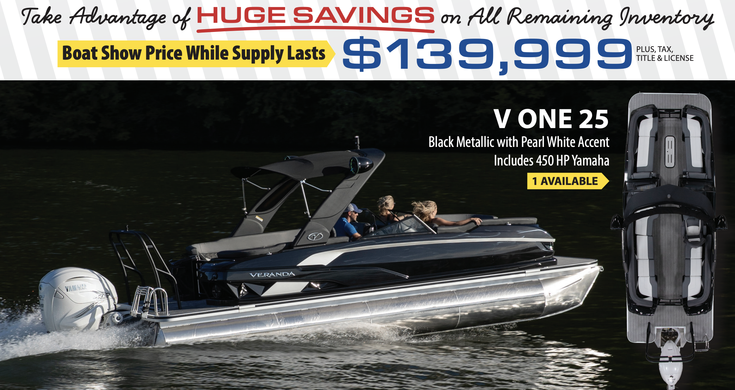 New Veranda V One 25 Pontoon (Pearl White)