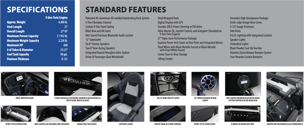 Veranda Dealer Demo V One Twin Engine Pontoon/Tritoon